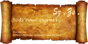 Szünder Zsanett névjegykártya